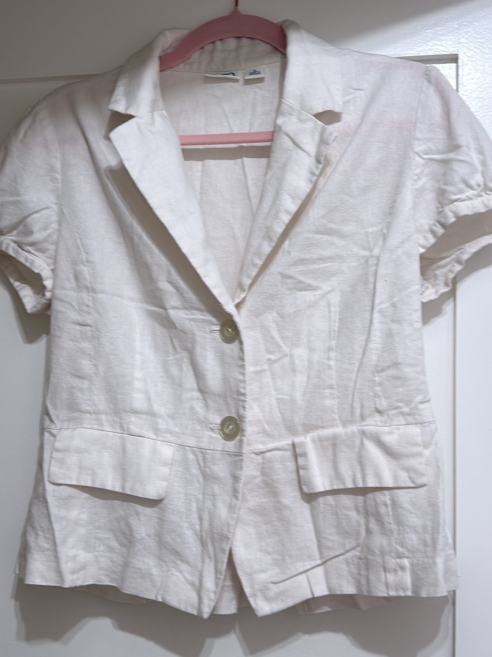 Cato Cream Short-Sleeve Linen Blend Blazer